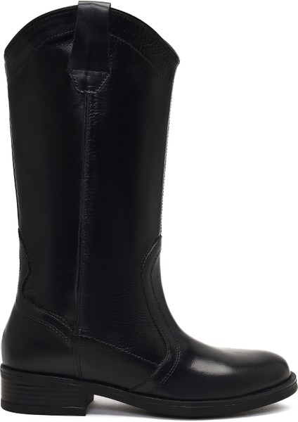 Kadın Siyah Deri Kovboy Çizme 25WFD188718