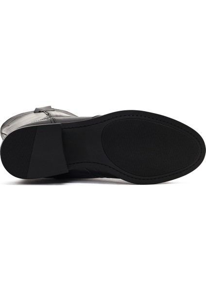 Kadın Siyah Deri Kovboy Çizme 25WFD188718