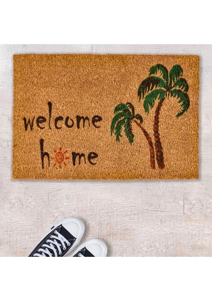 Home Paume Koko Palmiye Desenli Kapı Paspası - Renkli - 40X60 cm