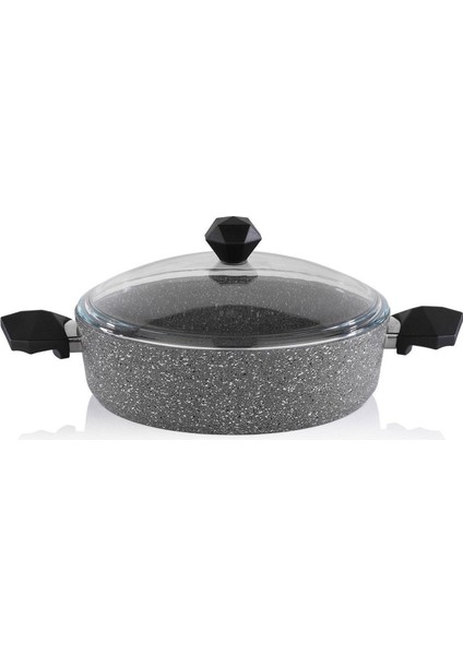 Cory Yanmaz Yapışmaz Basık Tencere - Gri / Siyah - 24 cm fiyatları