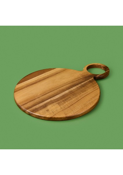 Akasya Yuvarlak Halkalı Kesim Tahtası - Kahverengi - 38X28 cm