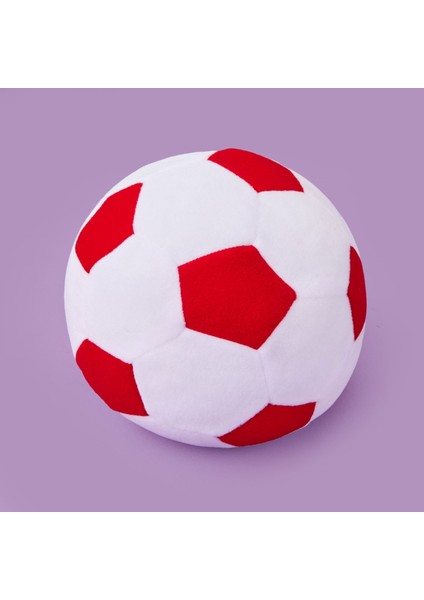 Soft Futbol Topu Figürlü Yastık - Beyaz / Kırmızı - 30X30 cm