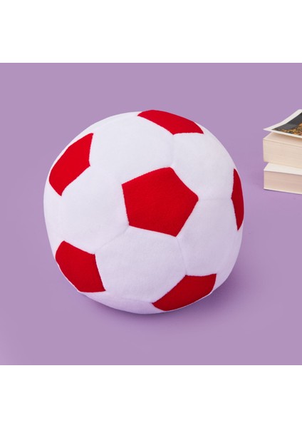Soft Futbol Topu Figürlü Yastık - Beyaz / Kırmızı - 30X30 cm fiyatları