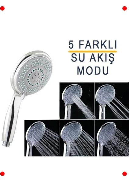5 Modlu Büyük Başlı Krom Duş Başlığı fiyatları