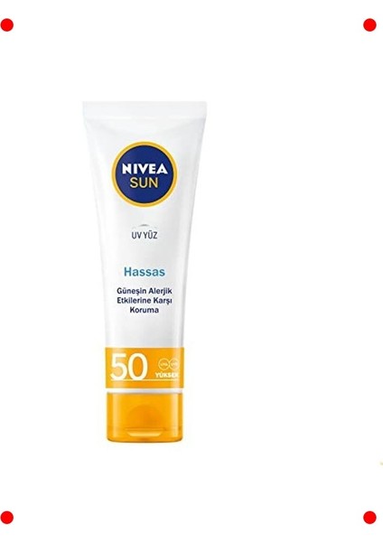 Spf 50 Hassas Yüz Güneş Kremi (Yağsız & Yatıştırıcı)