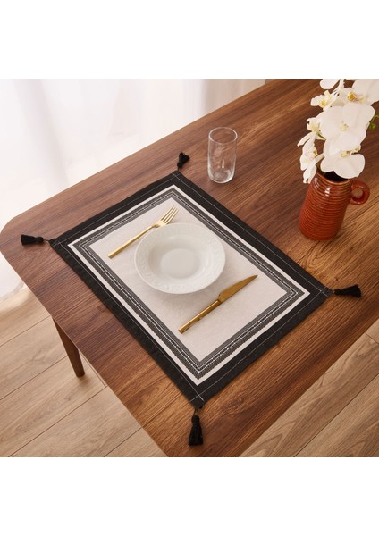 Soft Ethnic 2'li Amerikan Servis - Beyaz - 35X55 cm