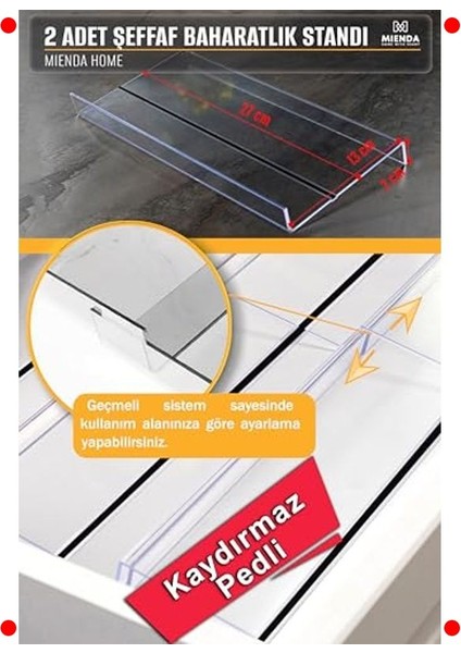 2'li Kaydırmaz Şeffaf Çekmece Içi Baharat Standı modelleri