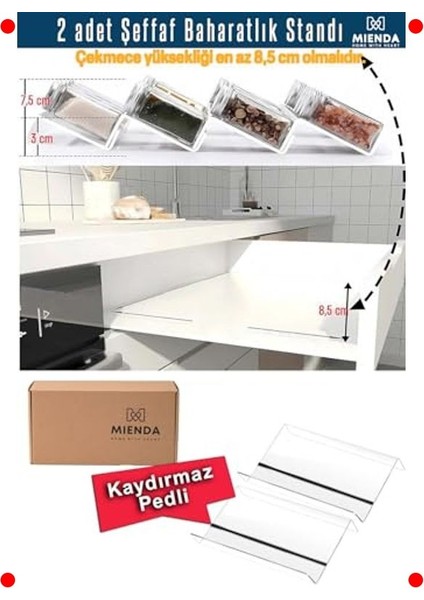 2'li Kaydırmaz Şeffaf Çekmece Içi Baharat Standı fırsatları