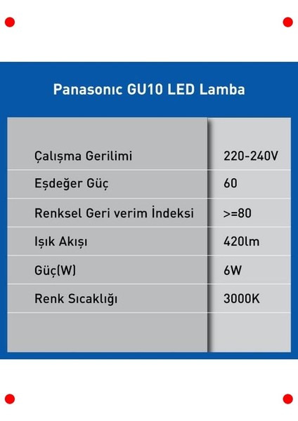 LED GU10 Ampul Sıcak Beyaz 6W 420LM 3000K 60° fırsatları