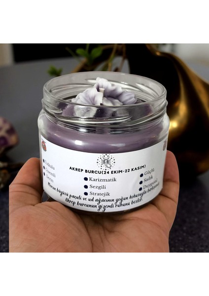 Akrep Burcu Kokulu Mum – Mor Soya Wax El Yapımı Paçuli & Ud Ağacı Cam Kavanoz Mum modelleri