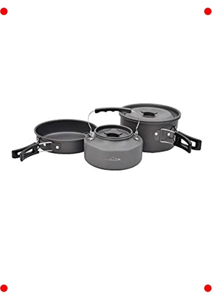 Kamp Tencere Tava Çaydanlık Seti - Renkli