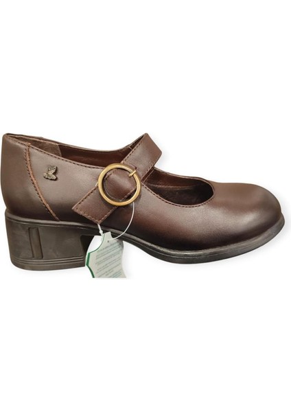 2555002K Topuklu Mary Jane Deri Kadın Ayakkabı