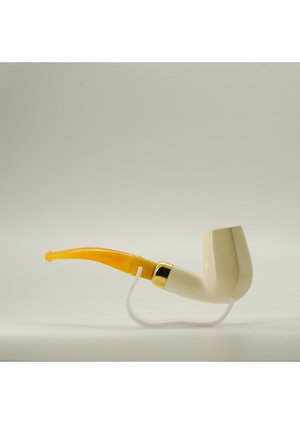 El Yapımı Lületaşı Pipo Bent – Amber Görünümlü Ağızlık, 16 cm Bo, Filtre Takılabilir, Kutulu modelleri