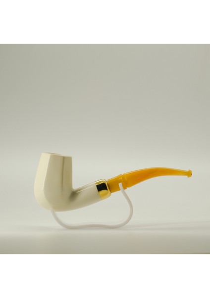 El Yapımı Lületaşı Pipo Bent – Amber Görünümlü Ağızlık, 16 cm Bo, Filtre Takılabilir, Kutulu