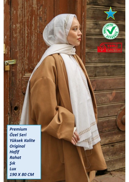 Hint Ipek Premium Lux Original Monogram Şal (Ipek Vual, Özel Seri, Yüksek Kalite, Hafif, Rahat, Şık, Tesettür Giyim, Shawl, Hijab)