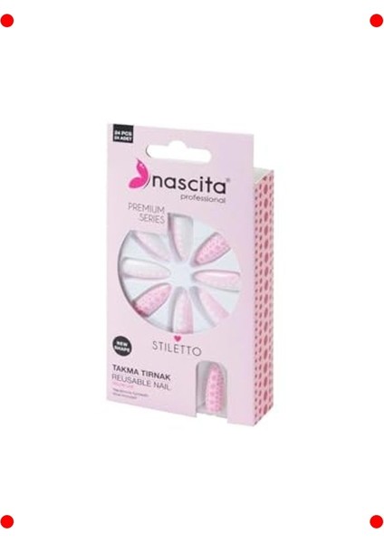 Stiletto Model 24'lü Renkli Takma Tırnak Seti