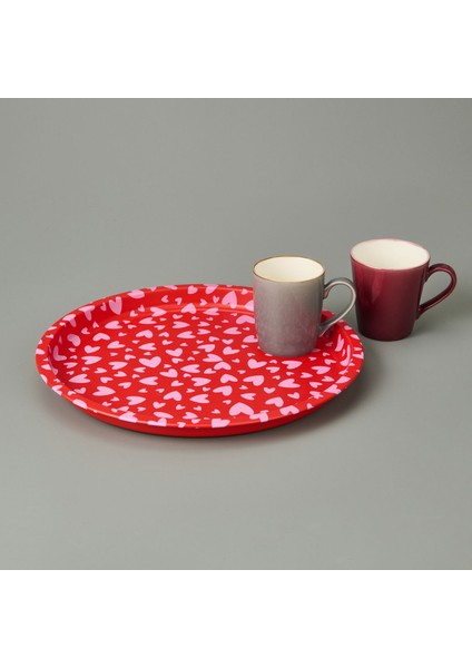 Kalpli Metal Tepsi - Kırmızı / Pembe - 35X35 cm modelleri