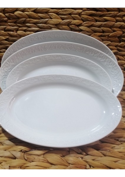 Porselen Bahardalı 4'lü Salata Sunum Kayık TABAK(2ADT 30 CM,2ADT 25 Cm)