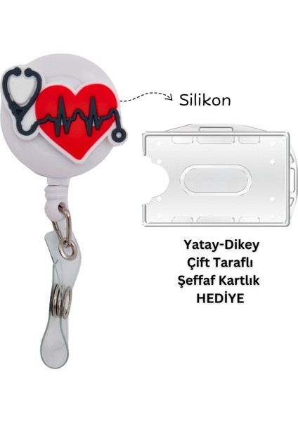 Ekg Stetoskop Silikon Yoyo Yaka Kartlığı Yatay Dikey Kart Koruyucu