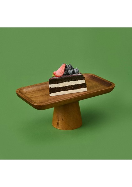 Mory Ayaklı Akasya Sunumluk - Kahverengi - 24X14 cm