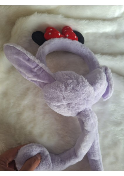 Peluş Tavşan Kulaklı Hareketli Yumuşak Sıcak Tutan Kulaklık