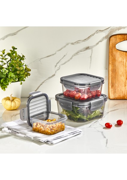 3lü Saklama Kabı Seti Qlux Bpa Içermez Sızdırmaz Contalı Saklama Taşıma Kabı L-00860