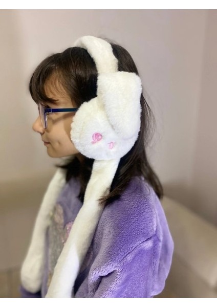 Peluş Tavşan Kulaklı Hareketli Yumuşak Sıcak Tutan Kulaklık