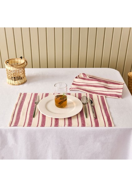 Soft Alno 2'li Amerikan Servis - Ekru / Mürdüm - 30X50 cm