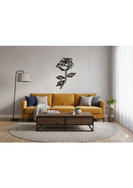 Minimalist Çizgisel Gül Duvar Süsü | 3D Baskı Ev Dekorasyonu