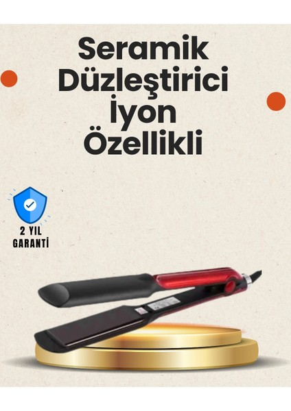 Buğz Elektriklenmeyi Azaltan Iyonlu Saç Düzleştirici – Titanyum Plaka ve Şık Tasarım