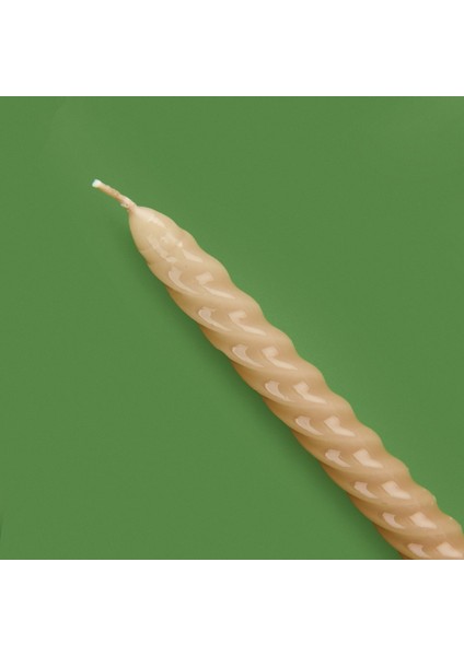 4'lü Burgulu Parlak Şamdan Mumu - Kahverengi / Bej - 25 cm fiyatları