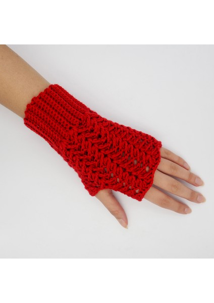 Kırmızı El Örgüsü Yetişkin Parmaksız Eldiven fırsatları