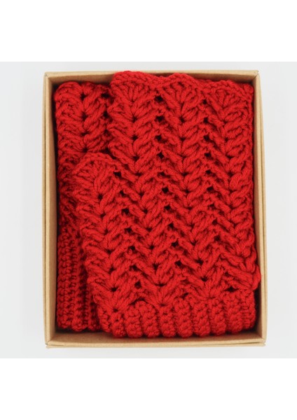 Kırmızı El Örgüsü Yetişkin Parmaksız Eldiven indirimleri