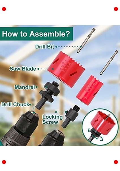 Bi-Metal Delik Testere Seti, 17 Parça (19-68MM) fırsatları