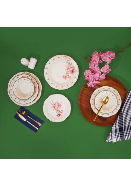 Kitchen Camellia 24 Parça Yemek Takımı - Renkli modelleri