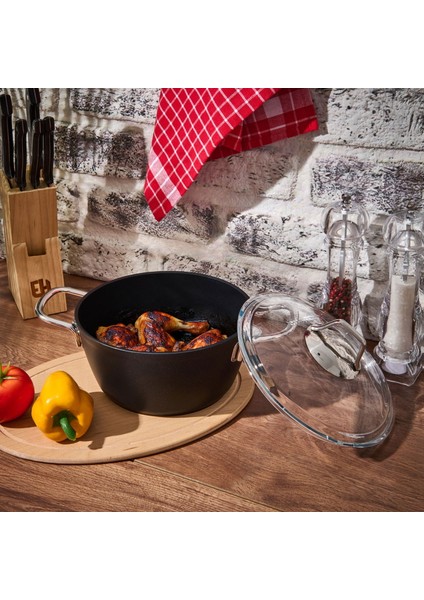 Dark Derin Tencere - Siyah / Şeffaf - 20 cm
