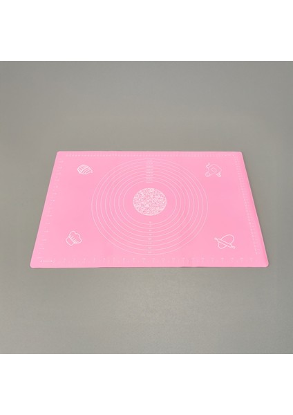 Büyük Boy Silikon Hamur Açma Matı - Pembe - 65X45 cm fiyatları