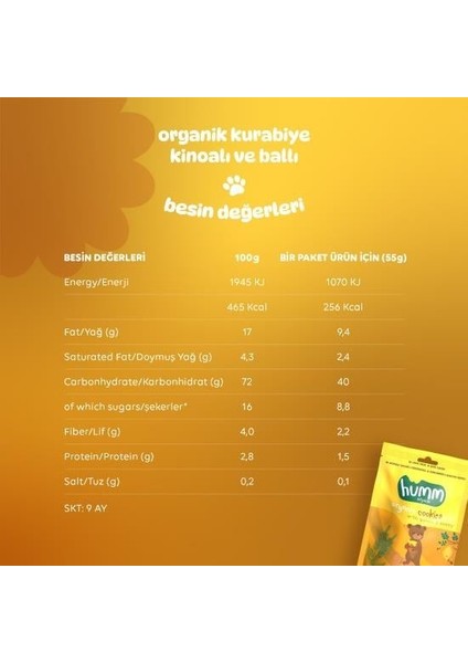 Humm Organik Ballı ve Kinoalı Kurabiye 55 gr indirimleri