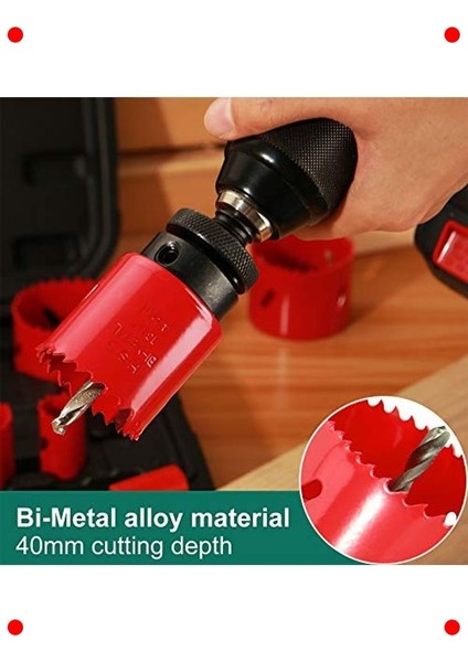 Bi-Metal Delik Testere Seti, 17 Parça (19-68MM) indirimleri