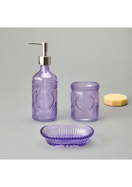 Bath 3'lü Cam Banyo Sıvı Sabunluk Seti - Mor fiyatları