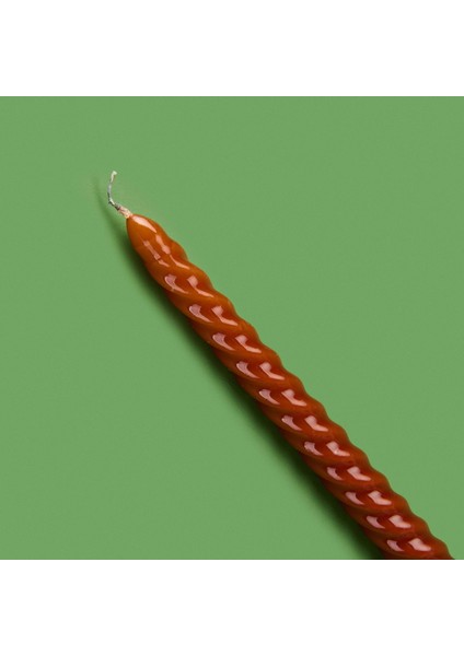 2'li Burgulu Parlak Şamdan Mumu - Karamel - 25 cm modelleri