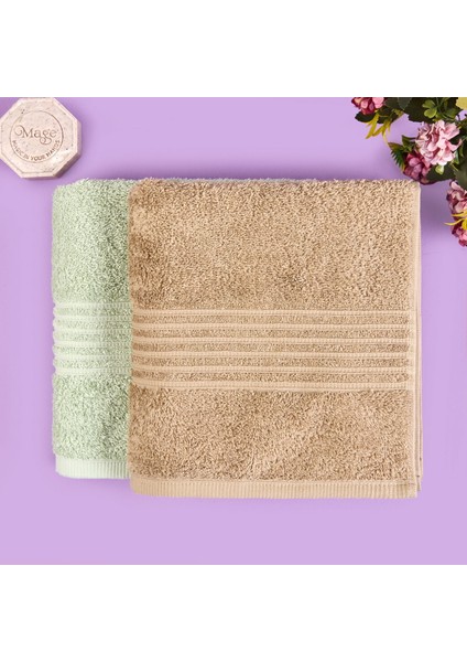 Soft Samantha 2'li Havlu Seti - Mint / Bej - 50X100 cm