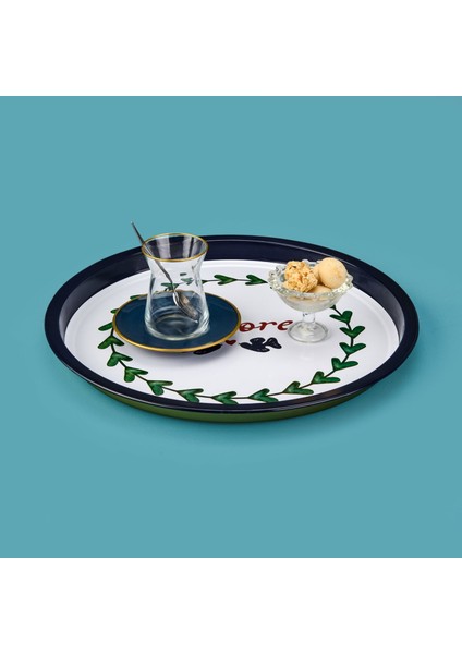 Amore Desenli Yuvarlak Tepsi - Renkli - 35X35 cm fiyatları