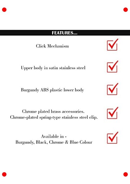 Vintage Tasarım Tükenmez Kalem - Bordo fiyatları