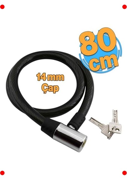 Motosiklet Bisiklet Için Halat Çelik Kilit 80 cm indirimleri