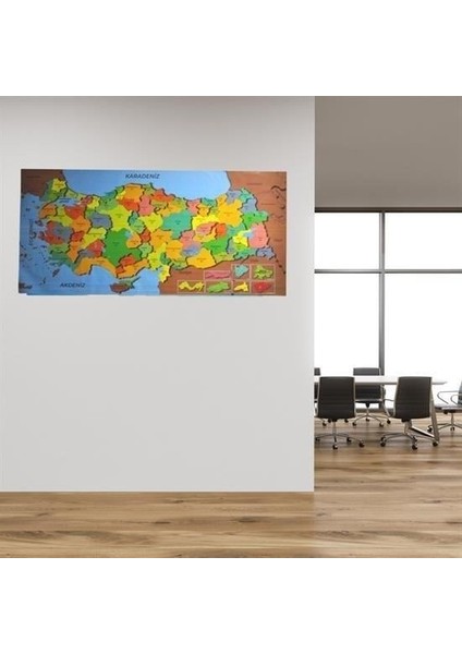 Buffer® Renkli Türkiye Haritası Manyetik Yapıştırıcı Gerektirmeyen Duvar Stickerı 118 cm * 56 cm