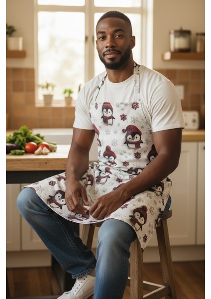 Unisex Mutfak Önlüğü Aşçı Önlüğü Yeni Yıl Yılbaşı Noel Baba