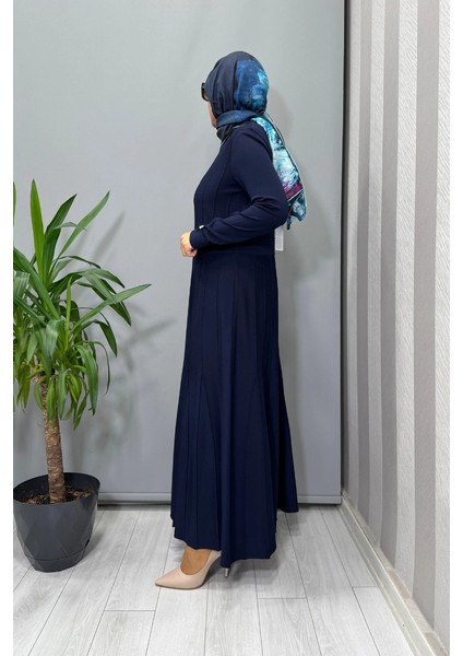 Örgü Teknikli Triko Elbise Lacivert T25PF-4001 fiyatları