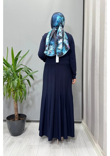 Örgü Teknikli Triko Elbise Lacivert T25PF-4001 fırsatları