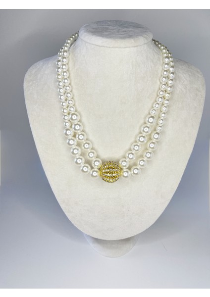 Altın Kaplama Taş Detaylı Çoklu Inci Kolye fiyatları